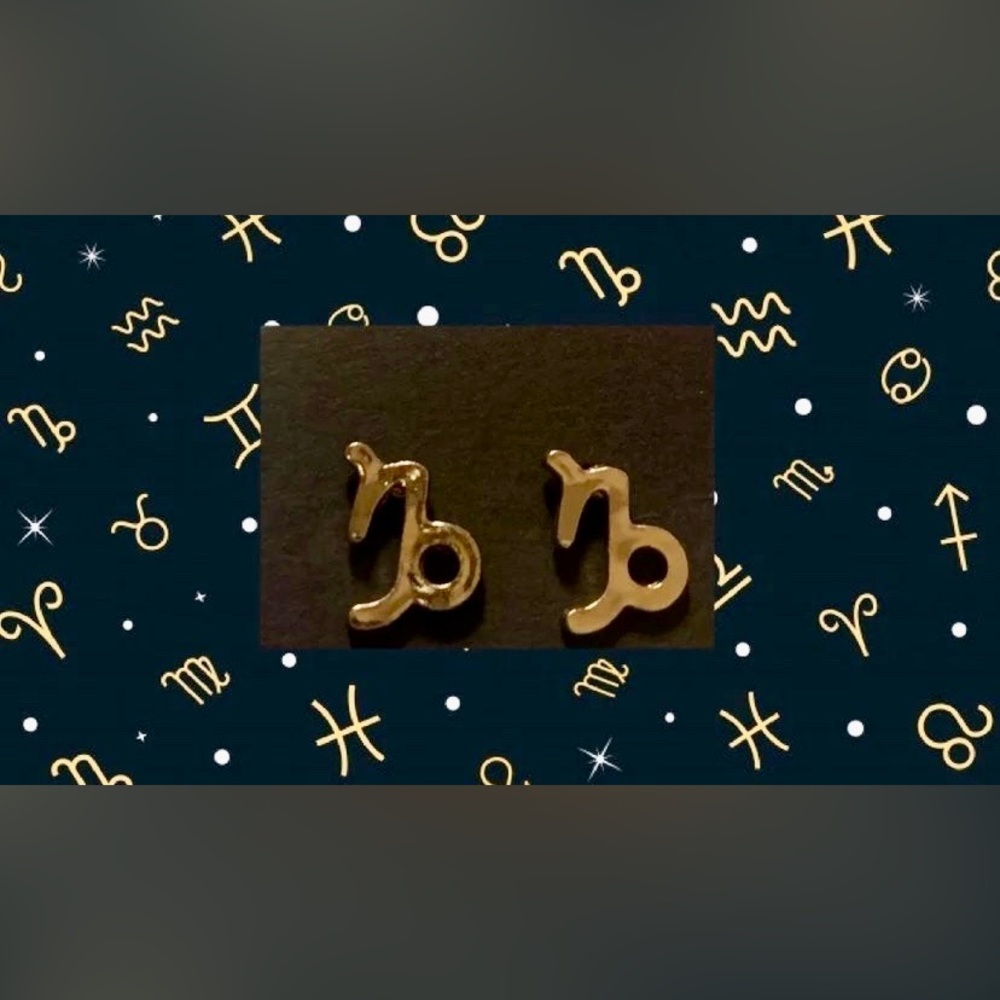 Capricorn Gold Stud Earrings